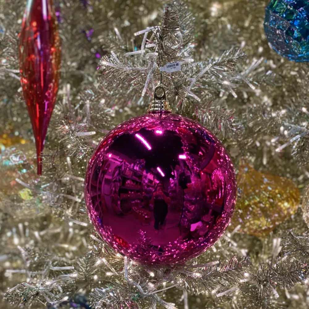 Farrisilk Fuchsia Shiny Ball Ornament, 8"