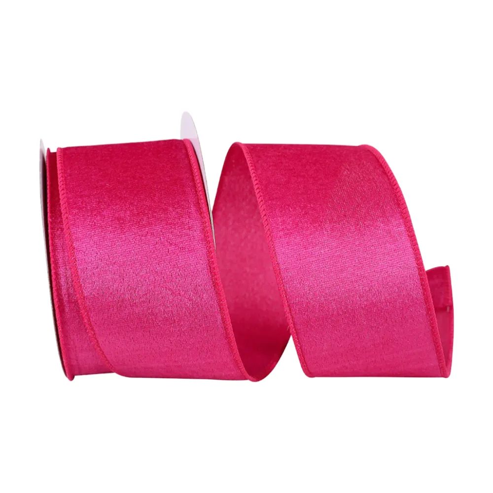 Reliant Ribbon Fuchsia Velvet Plush Ribbon, 2.5" X 10YD