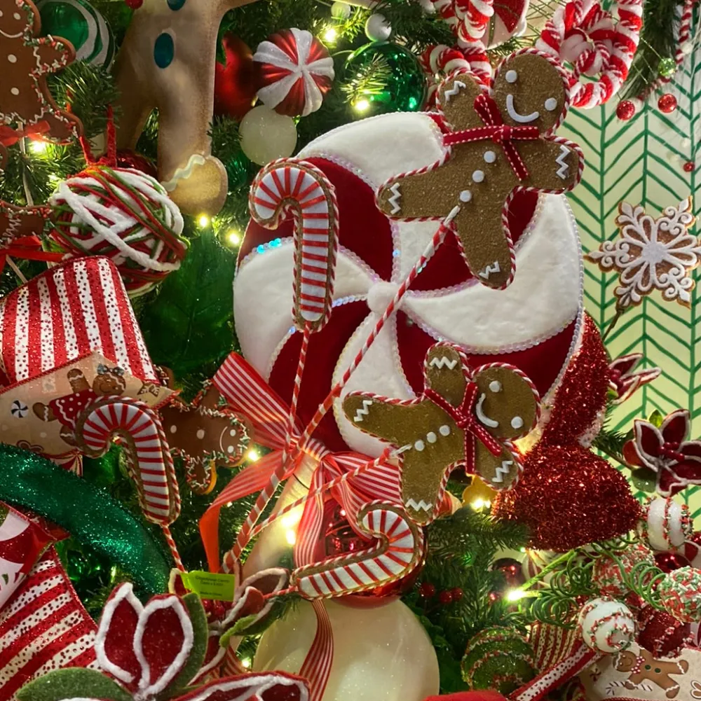 Liberty Floral Gingerbread Candy Cane Spray