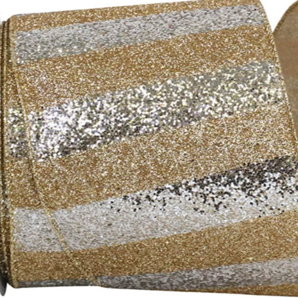 Reliant Ribbon Glitter Bar Duo Ribbon, 4" X 10YD