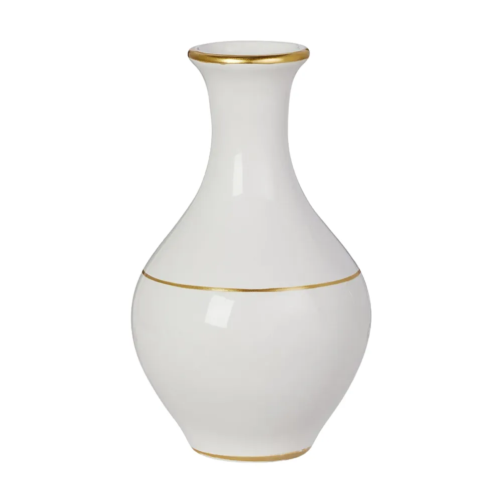 RAZ Gold Accent White Vase