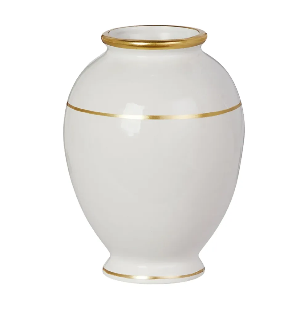 RAZ Gold Accent White Vase