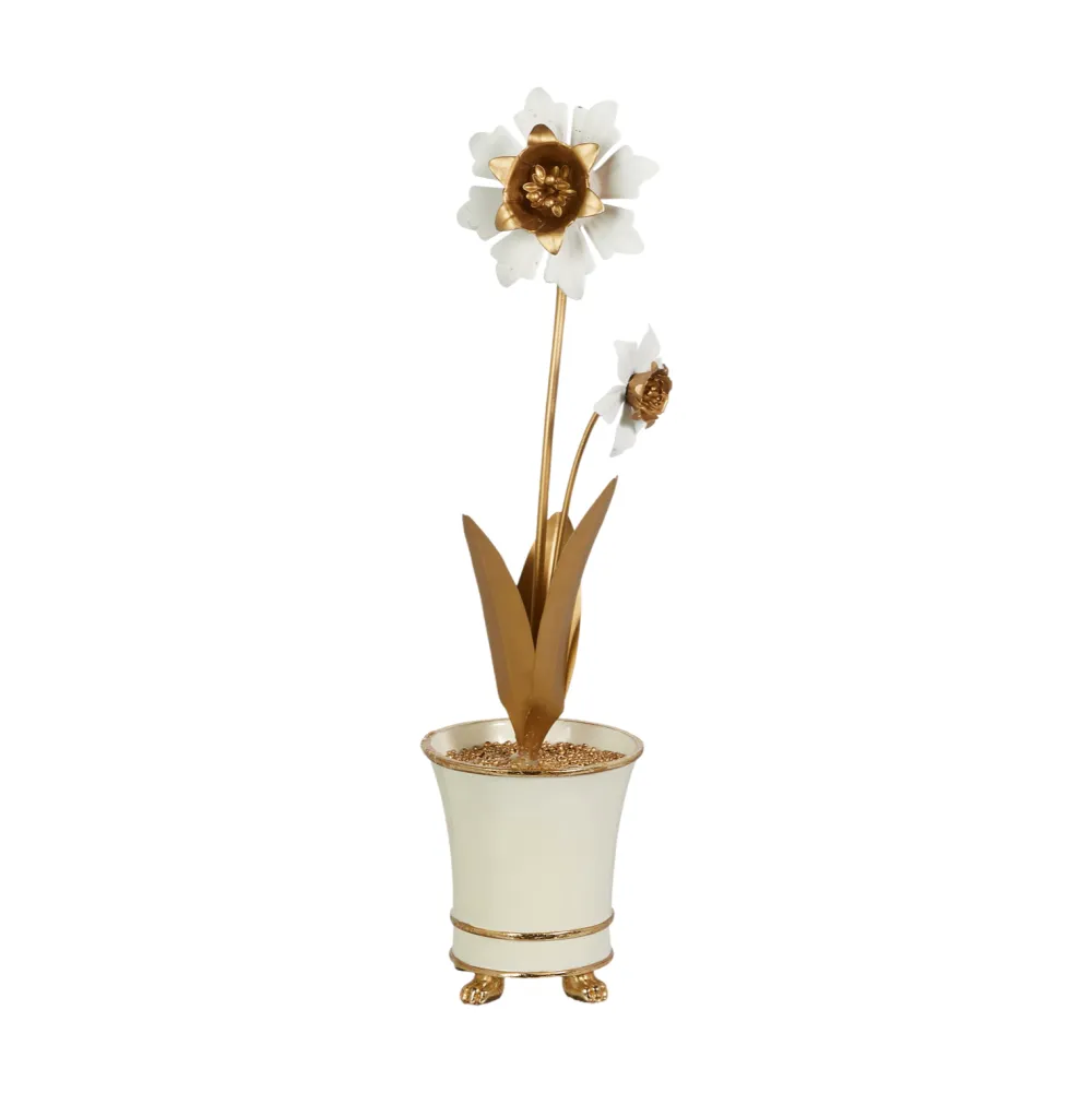 RAZ Golden Flower Planter