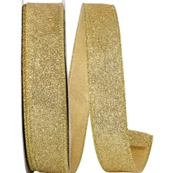 Reliant Ribbon Gold Glitter Metallic Ribbon, 1.5" X 50YD