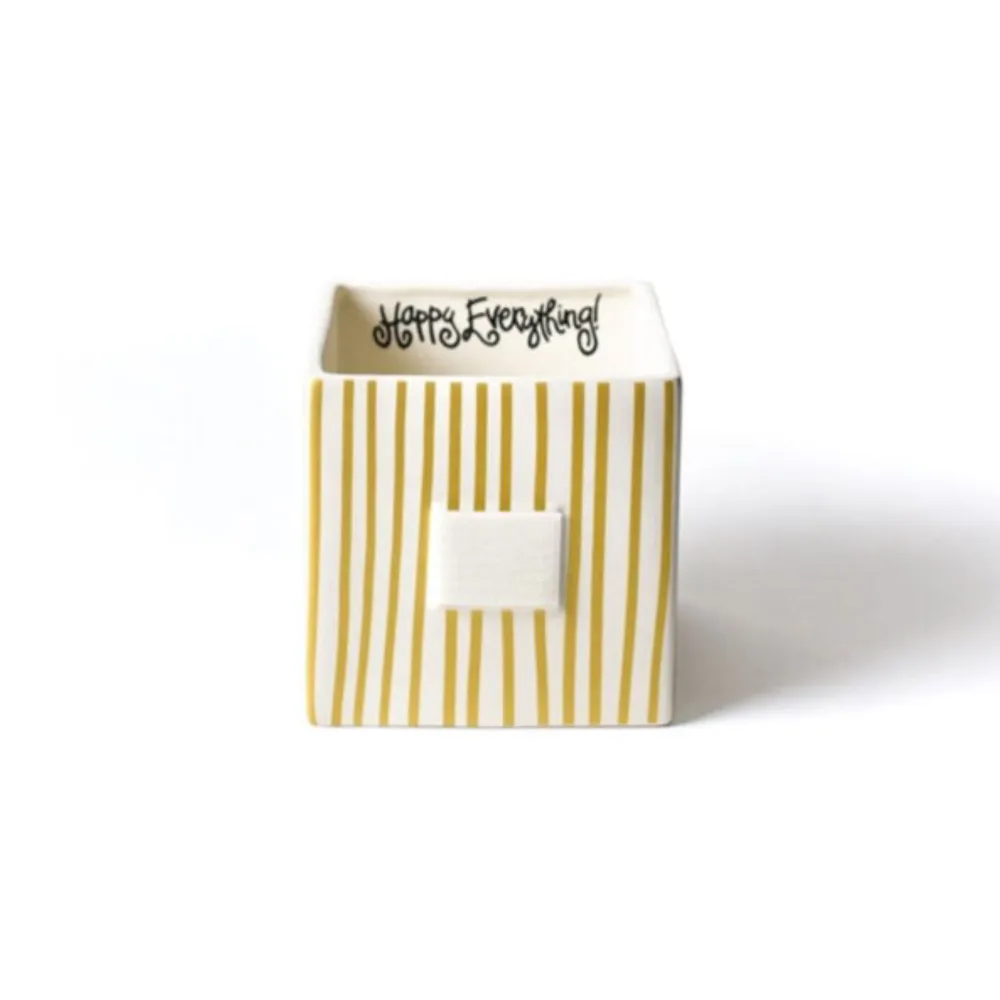 Happy Everything Gold Mini Stripe Medium Nesting Cube by !