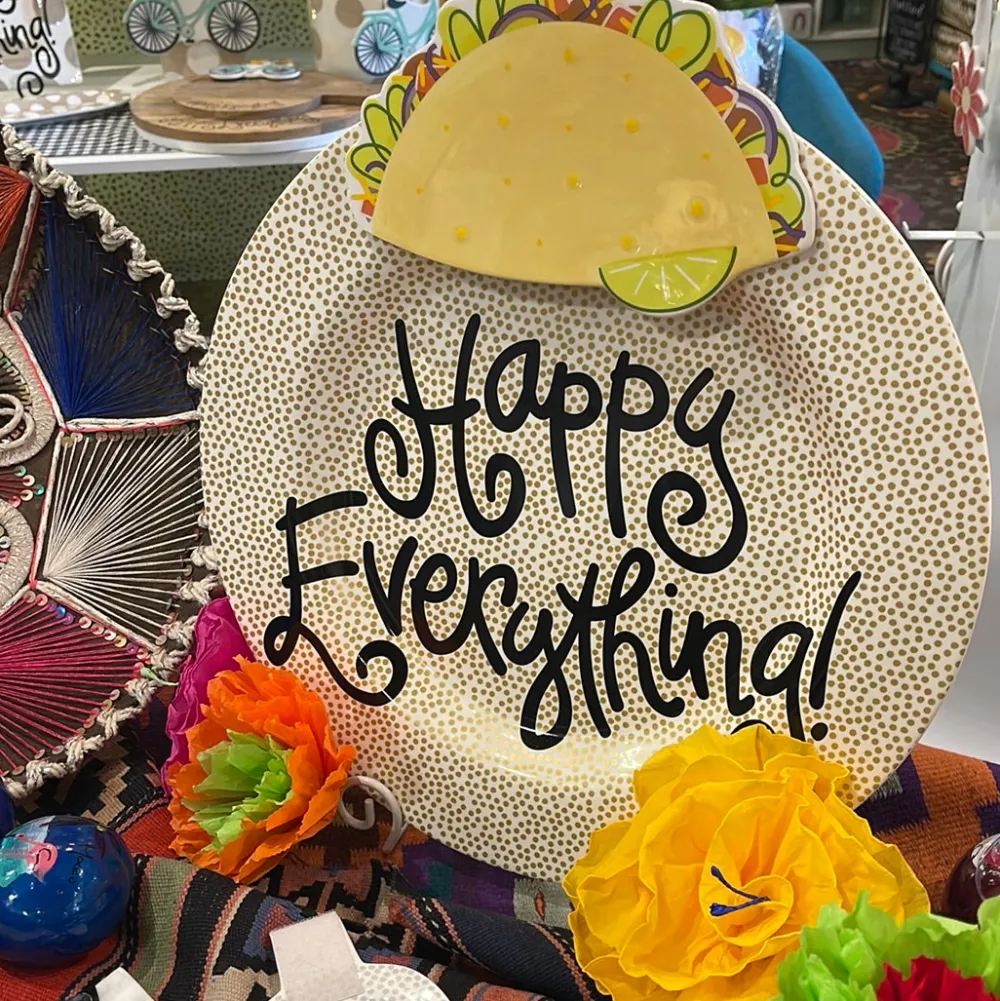 Happy Everything Gold Small Dot Big Round Platter by !