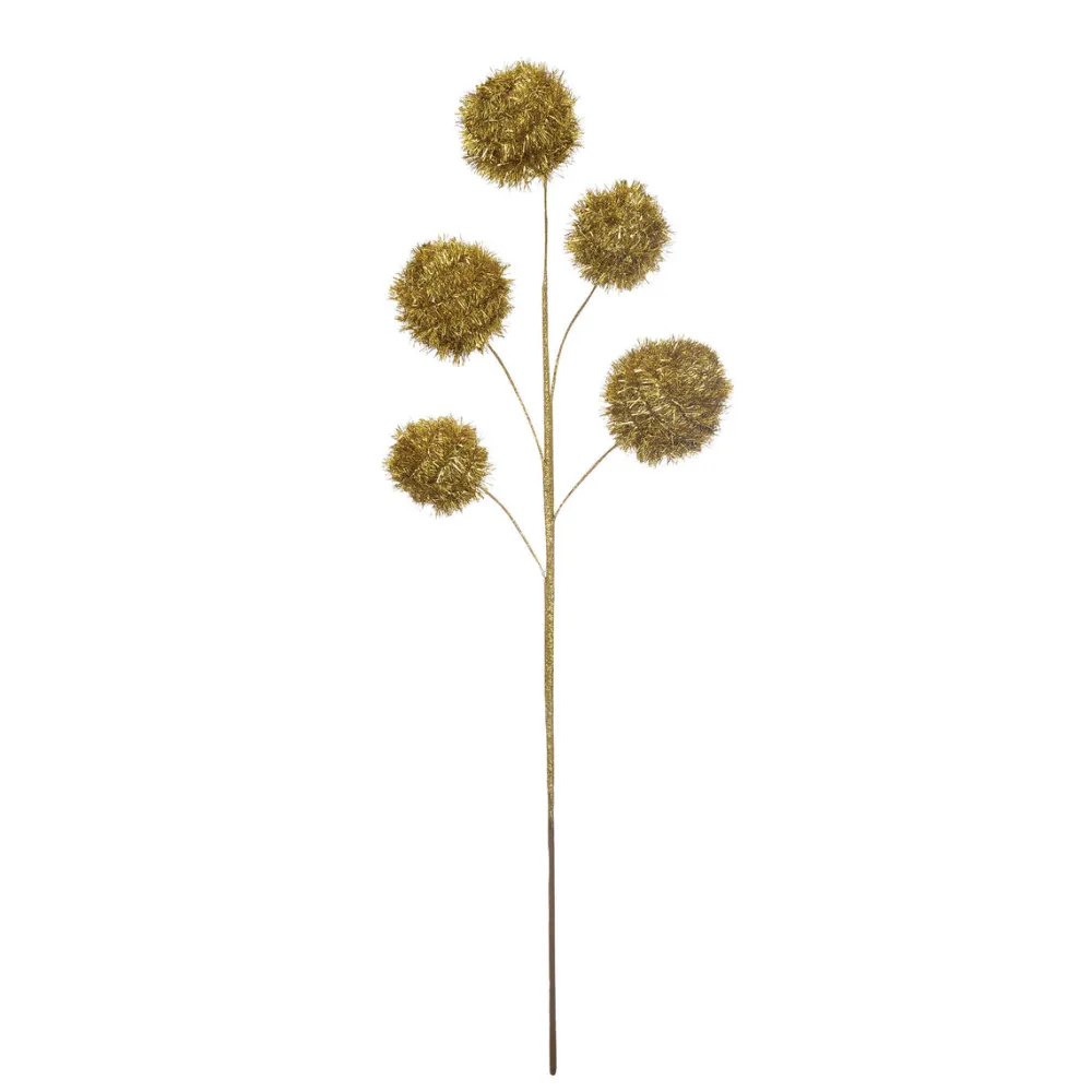 Creative Coop Gold Tinsel Ball Pick