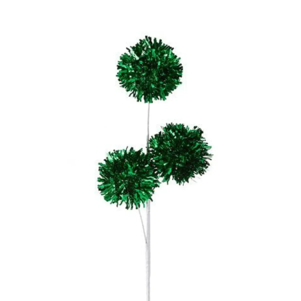 RAZ Green Tinsel Ball Spray