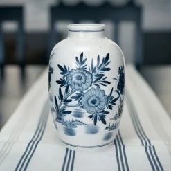 Creative Coop Hand-Painted Chinoiserie Floral Vase