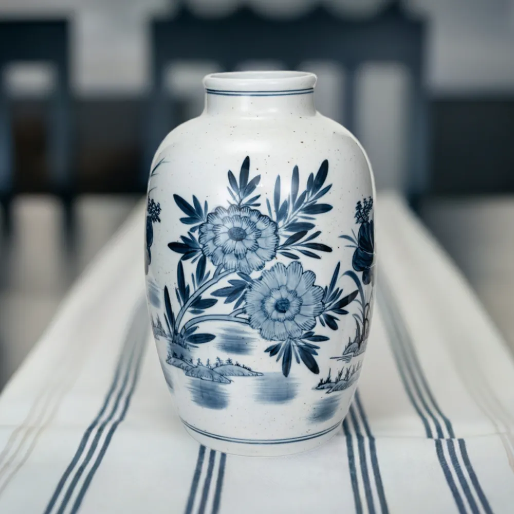 Creative Coop Hand-Painted Chinoiserie Floral Vase