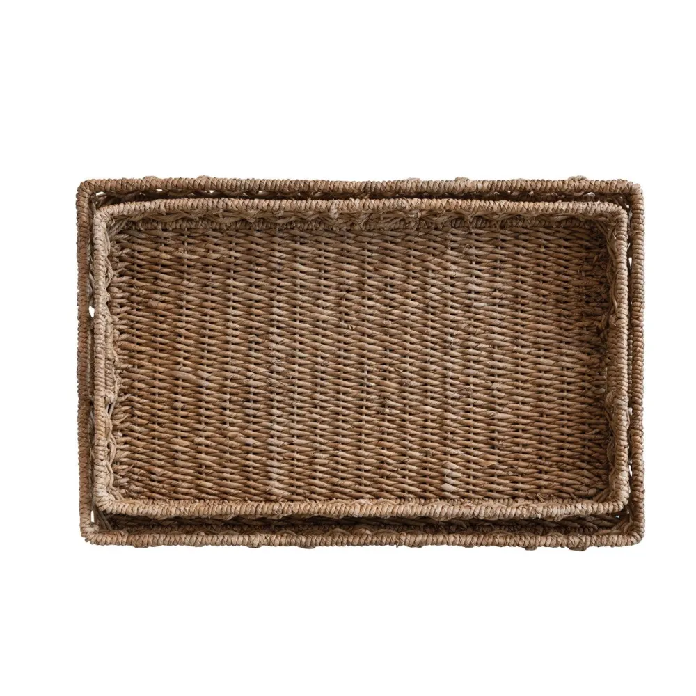 Creative Coop Hand-Woven Water Hyacinth and Rattan Tray