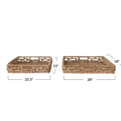 Creative Coop Hand-Woven Water Hyacinth and Rattan Tray