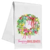 RosanneBeck Collections Happy Holidays Wreath Ornaments and Bows Kitchen Towel