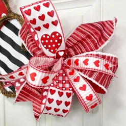 D. Stevens Heart Patchwork Red Ribbon 2.5” x 10yds