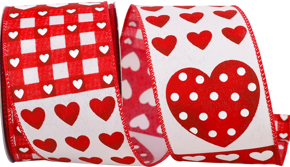 Reliant Ribbon Hearts Patchwork Ribbon, 2.5" X 10YD