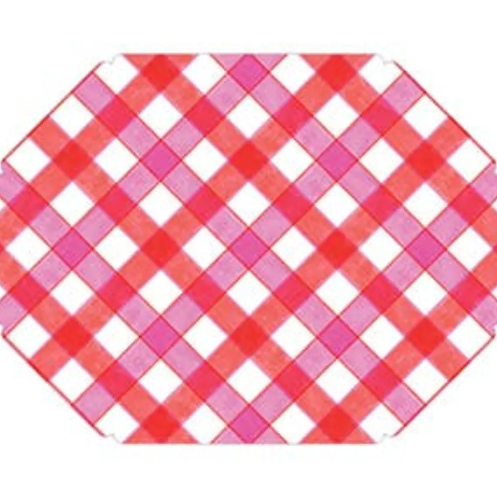 RosanneBeck Collections Hot Pink and Red Check Posh Placemat Set