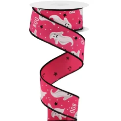 Craig Bachman Hot Pink Boo Ghost Ribbon, 1.5" X 10YD