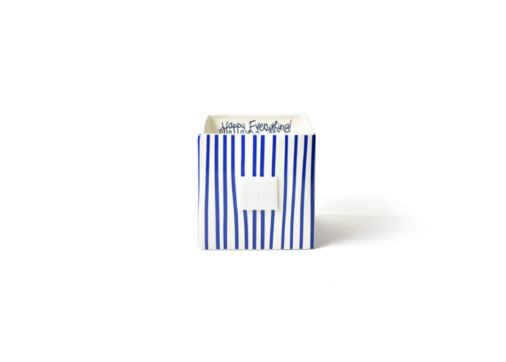 Happy Everything Indigo Skinny Stripe Medium Nesting Cube by !