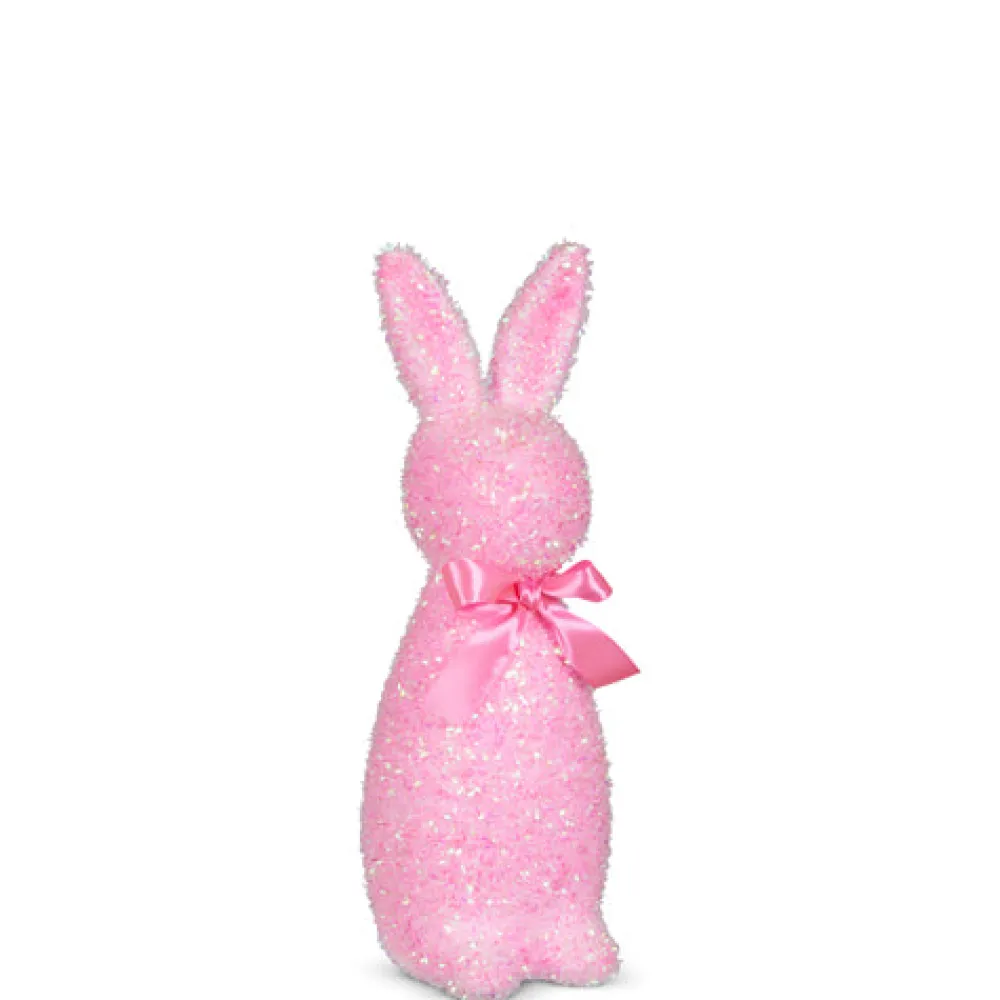 RAZ Iridescent Pink Flocked Bunny