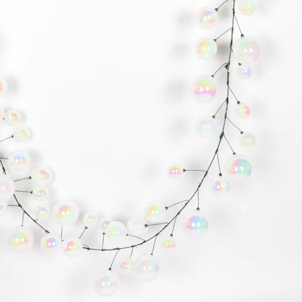 Farrisilk Iridescent White Ball Garland, 10'