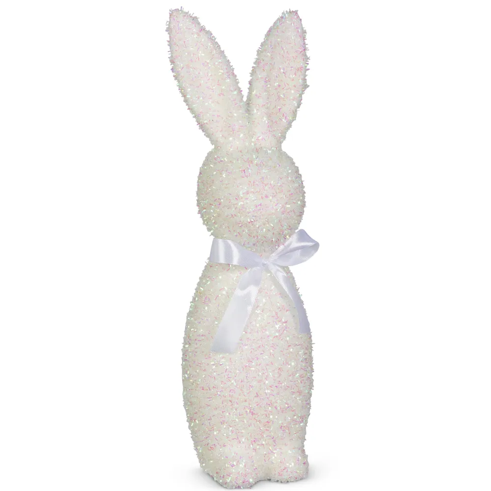 RAZ Iridescent White Flocked Bunny