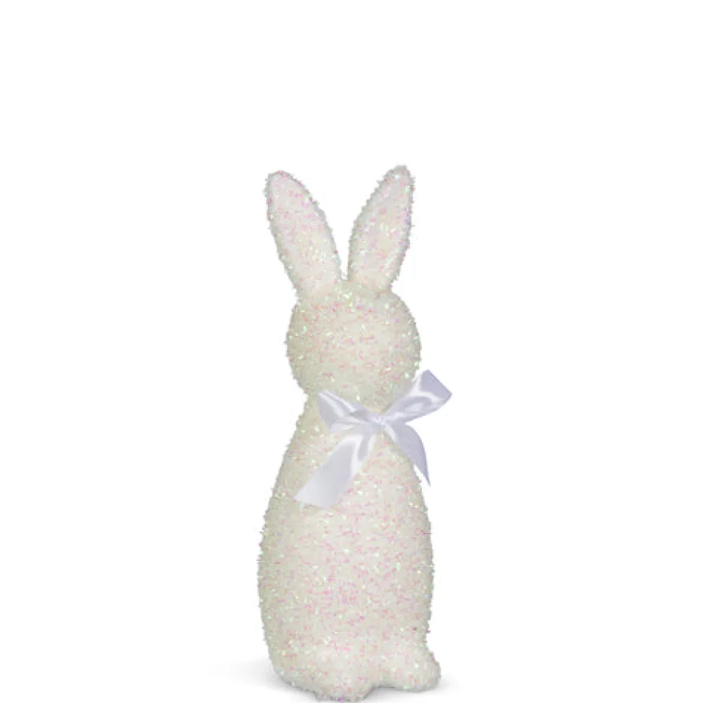 RAZ Iridescent White Flocked Bunny