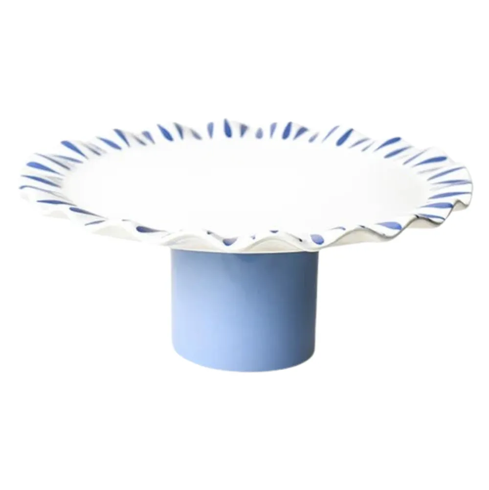 Coton Colors Iris Blue Drop Ruffle Cake Stand