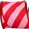 Reliant Ribbon Jumbo Pink & Red Stripe Canvas Ribbon, 4" X 10YD