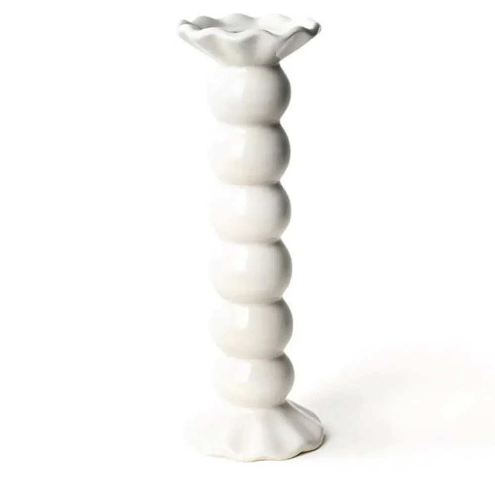 Coton Colors Large Ruffle Knobbed Candle Holder, Signature White