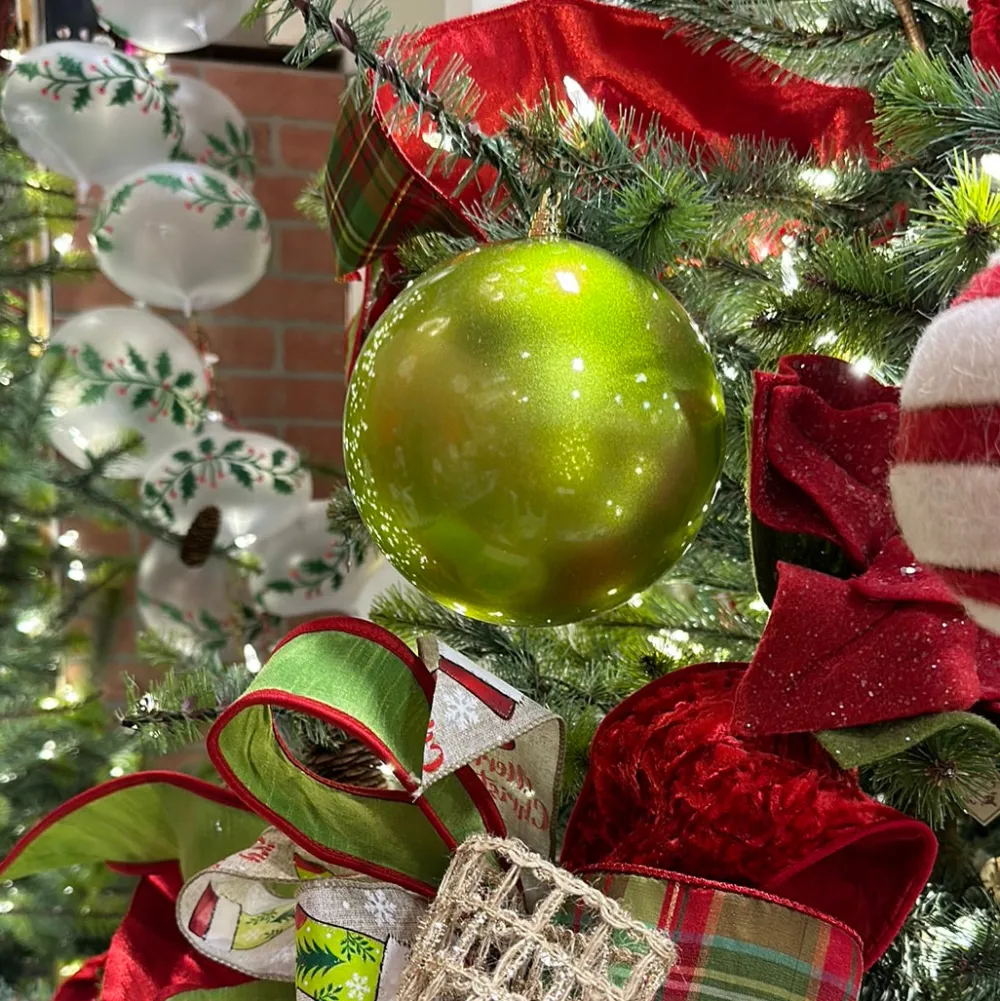Farrisilk Lime Green Candy Apple Ball Ornament, 6"