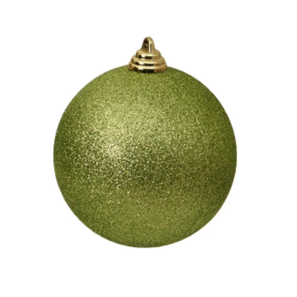 Farrisilk Lime Green Glitter Ball Ornament, 4"