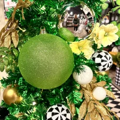 Farrisilk Lime Green Glitter Ball Ornament, 8"