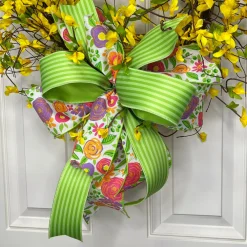 Farrisilk Lime Monochrome Stripes Ribbon, 2.5" X 10YD