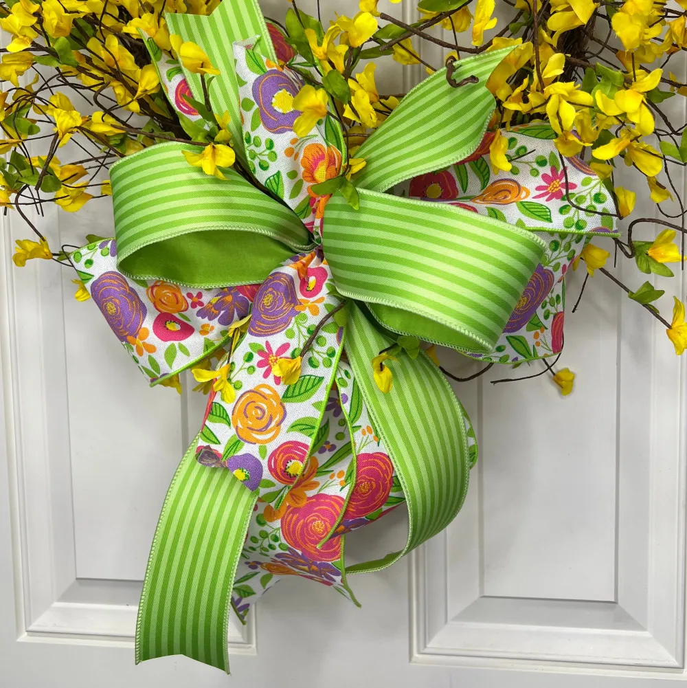 Farrisilk Lime Monochrome Stripes Ribbon, 2.5" X 10YD