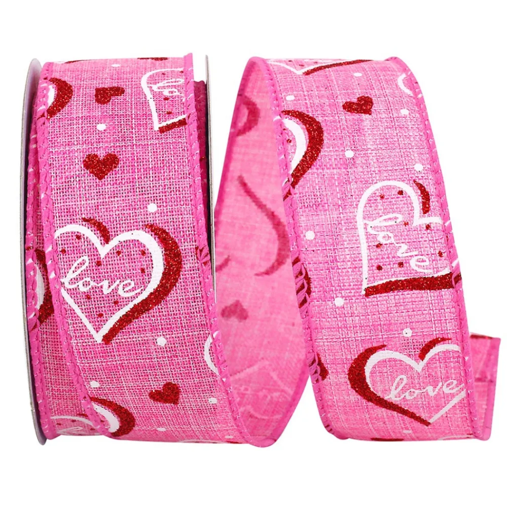 Reliant Ribbon Love Heartbeat Linen Ribbon 1.5" X 10YD