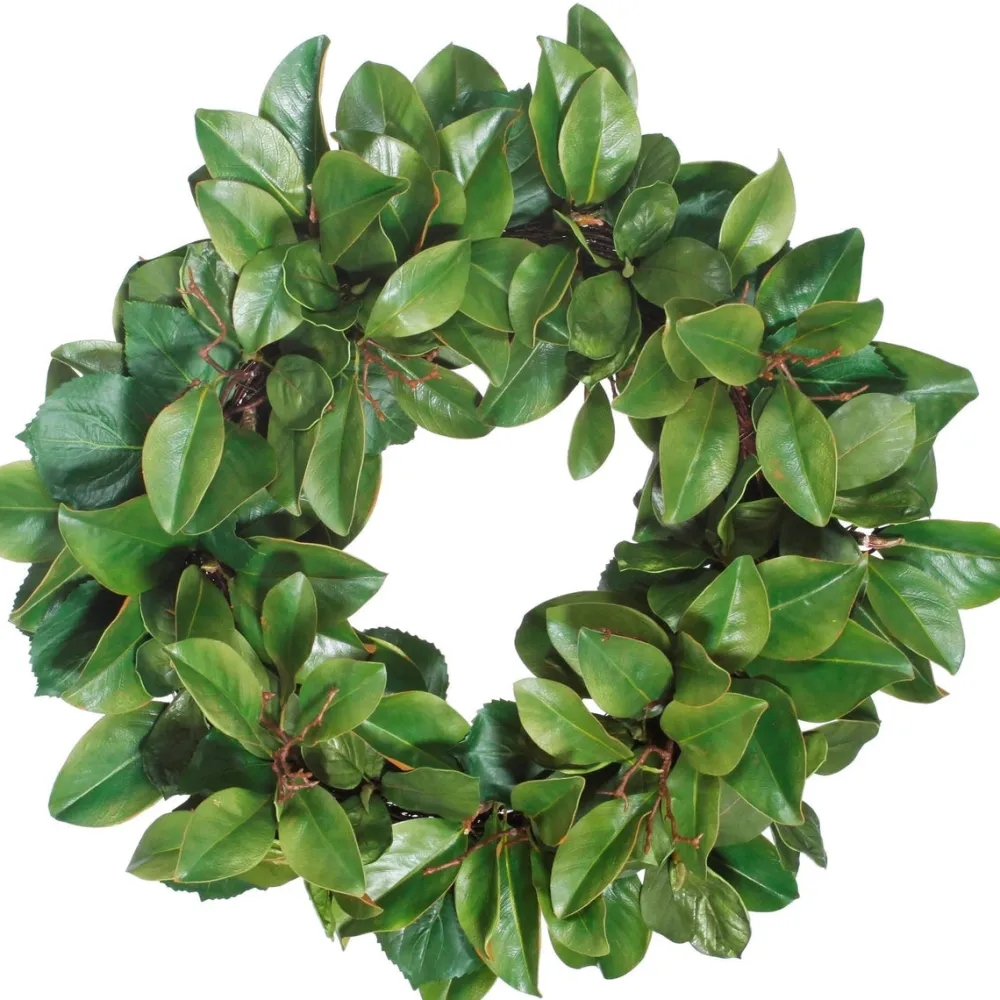 Winward Magnolia Leaf Twig Wreath, 30"
