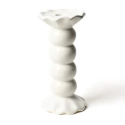 Coton Colors Medium Ruffle Knobbed Candle Holder, Signature White