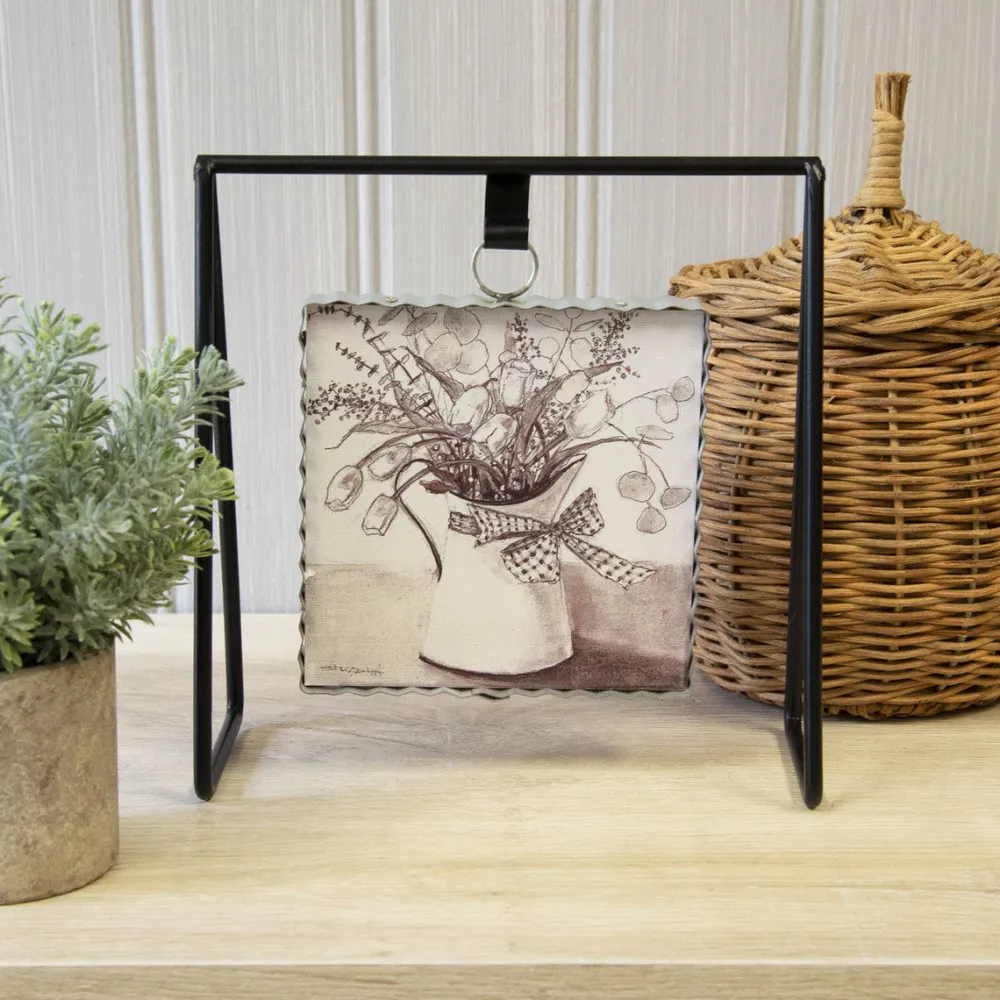 The Round Top Collection Mini Gallery Art & Charm Stand, Black