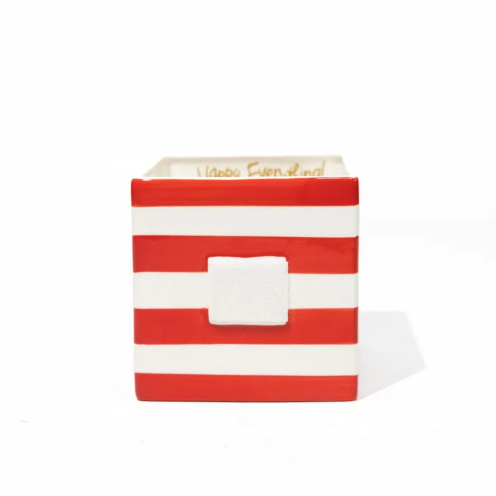 Happy Everything Mini Red Stripe Medium Nest Cube by !