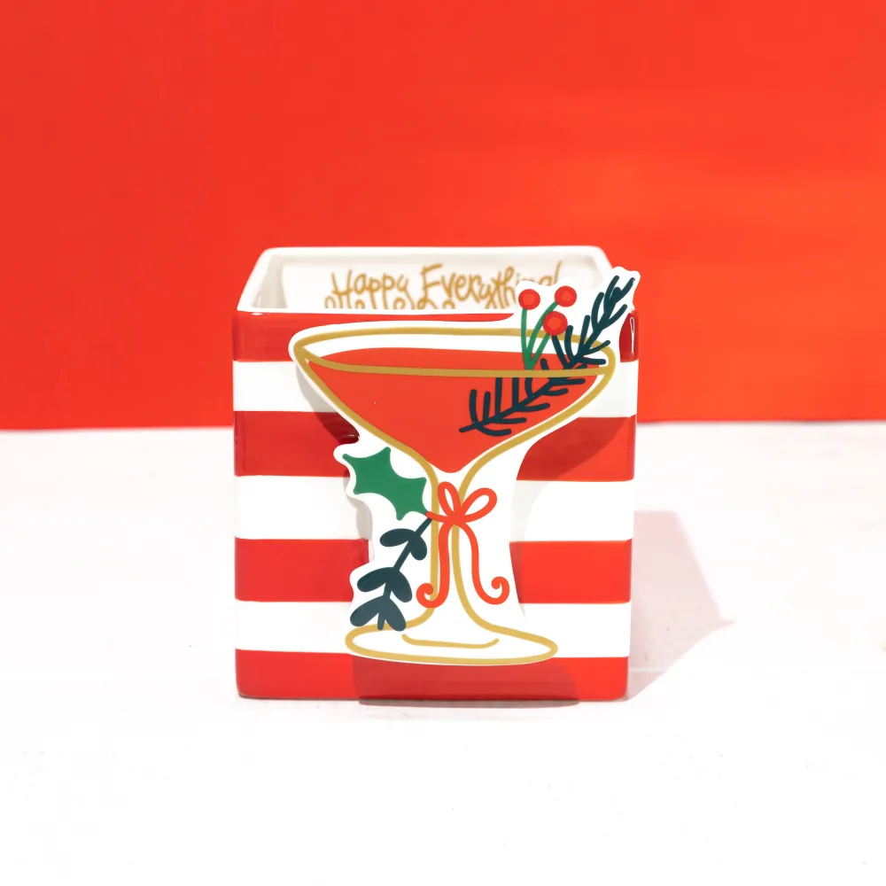 Happy Everything Mini Red Stripe Medium Nest Cube by !