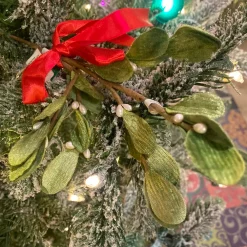 Kurt S. Adler 10" Mistletoe Pick with Red Satin Bow