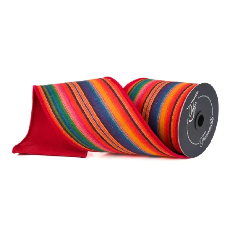 Farrisilk Multi Fiesta Stripes Ribbon, 4" X 10YD