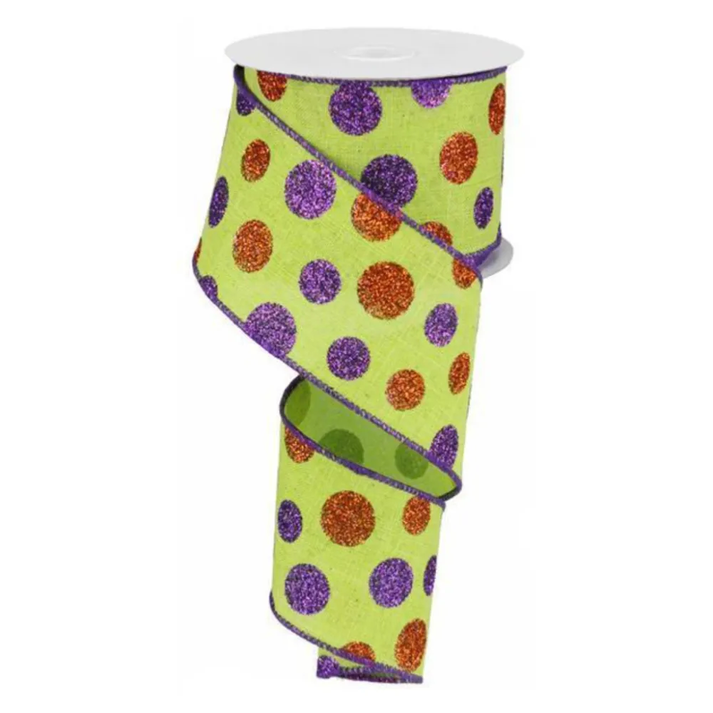 Craig Bachman Multi Size Glitter Dots Ribbon, 2.5" X 10YD