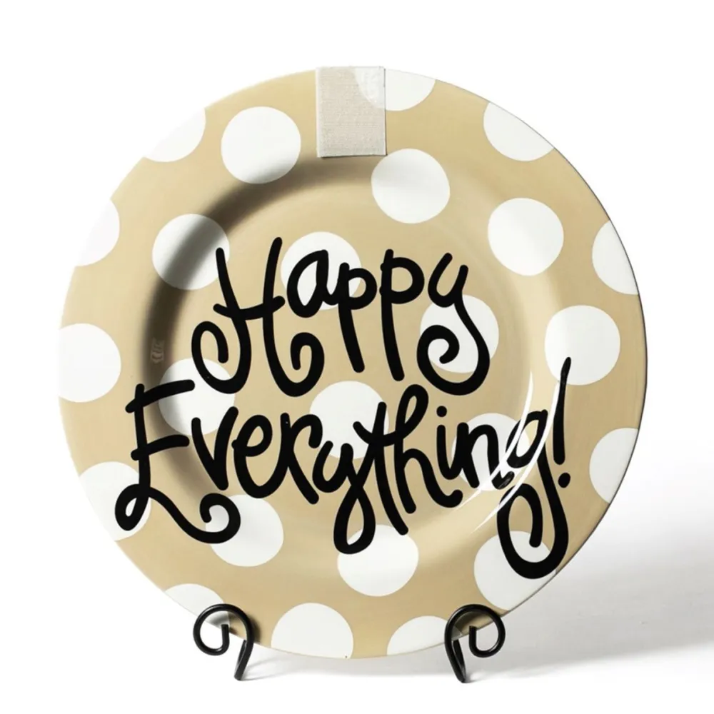 Happy Everything Neutral Dot Big Round Platter by !