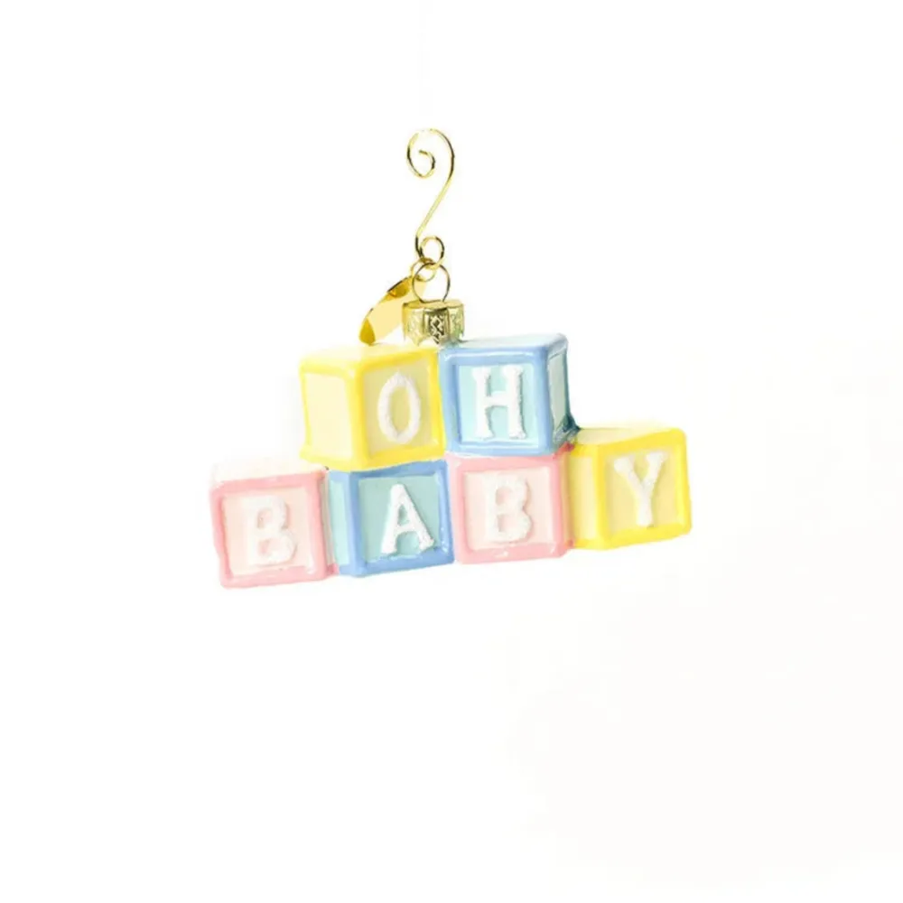 Happy Everything Oh Baby Blocks Shaped Ornament
