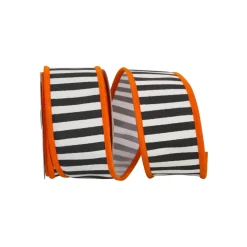 Reliant Ribbon Orange Border Railroad Stripe Ribbon, 2.5" x 10YD