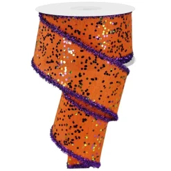 Craig Bachman Orange Halloween Hexagon Glitter Ribbon, 1.5" X 10YD