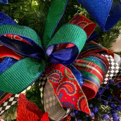 Reliant Ribbon Paisley Velvet Jewel Tones Wired Ribbon, 4" X 10YD