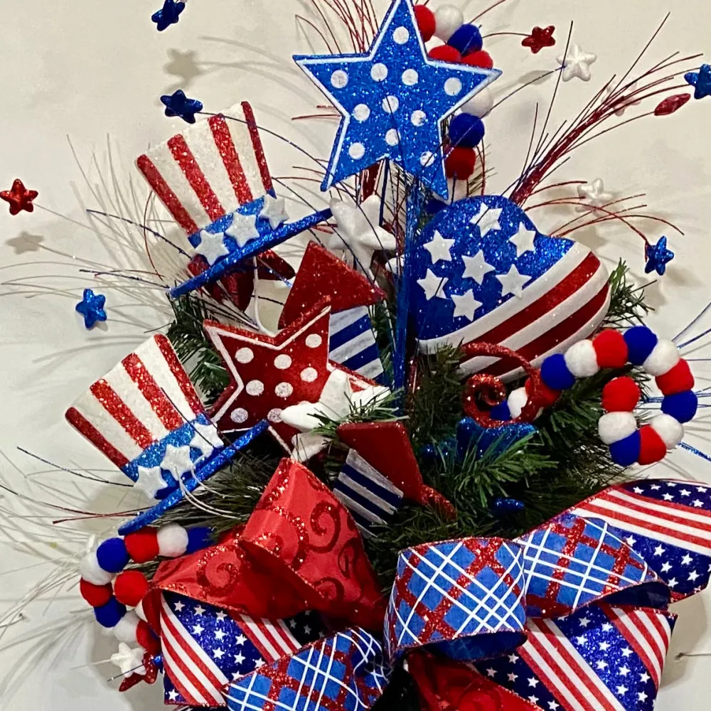 Liberty Floral Patriotic Polkadot Star Spray