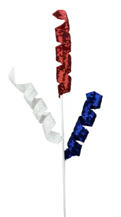 Liberty Floral Patriotic Sequin Frizzy Curly Spray